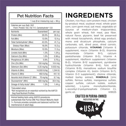 Purina ONE High Protein Dry Senior Dog Food plus Vibrant Maturity Adult 7 plus Formula - 8 Lb. Bag5