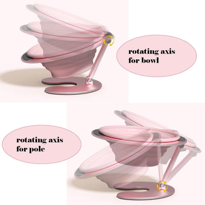 Collapsible Elevated Cat Dog Food Bowl, Portable Raised Pet Food Water Dish, Adjustable Tilted Food Feeder for Indoor Outdoor Cats Dogs, Whisker Friendly Cat Feeding Watering Dish for Travelling3