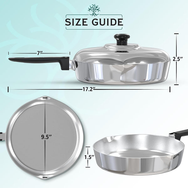 Cast Aluminum Sauté Pan with Lid 10 Inch - Oven Safe Deep Frying Pan with Lid, Two Side Spouts and Ergonomic Stay-Cool Handle for Comfortable Grip and Pouring (3 Quart)3