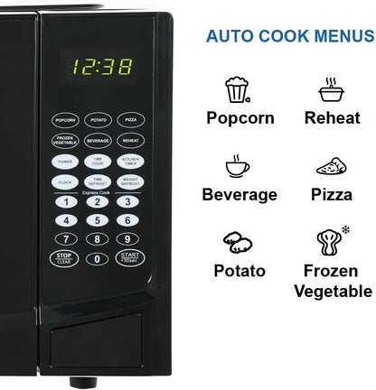 MW9255B Countertop Microwave Oven, 6 Pre-Programmed Settings, Removable Glass Turntable and Child Safety Lock, 0.9 Cu Ft, 900W, Black6