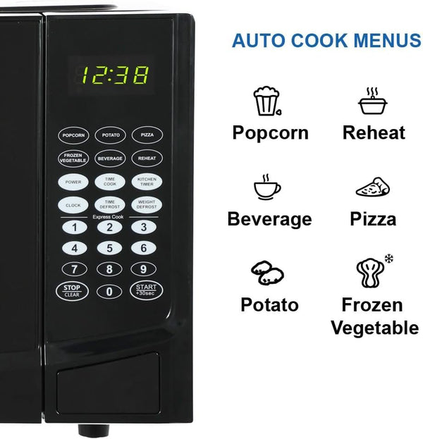 MW9255B Countertop Microwave Oven, 6 Pre-Programmed Settings, Removable Glass Turntable and Child Safety Lock, 0.9 Cu Ft, 900W, Black6