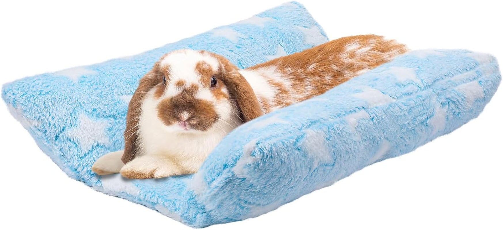 mewtogo-15-7-x-14-bunny-bed-for-rabbit-cage-thickened-soft-prevent-sore-hocks-plush-mat-with-cotton-lounger-pillows-small-animal-flop-mat-for-hutch-sleeping-indoor-gray-star