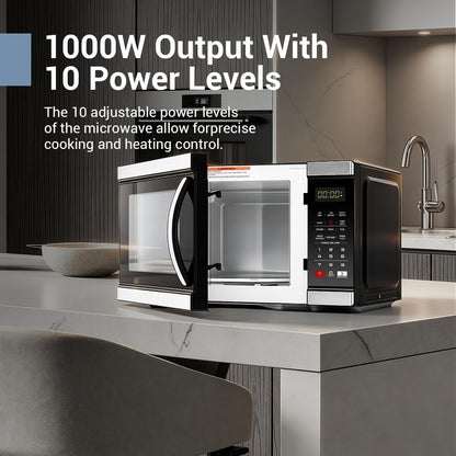 1.1 Cu.Ft Countertop Microwave Oven, 1000W Large Capacity Microwave with 10 Power Levels, 6 Auto Cooking Menus for Kitchens, Apartments, and Offices5