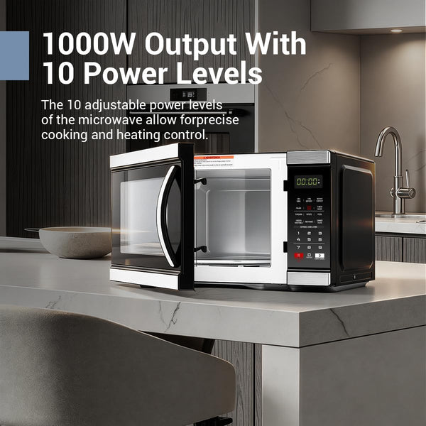 1.1 Cu.Ft Countertop Microwave Oven, 1000W Large Capacity Microwave with 10 Power Levels, 6 Auto Cooking Menus for Kitchens, Apartments, and Offices5