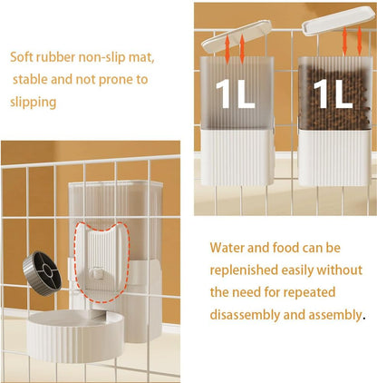 Pet Dog Cat Hanging Automatic Feeder and Water Dispenser Set, 2-In-1 Gravity Pet Food & Water Bowl for Cage, No-Spill Small Dog Rabbit Food Dispenser (Green)6