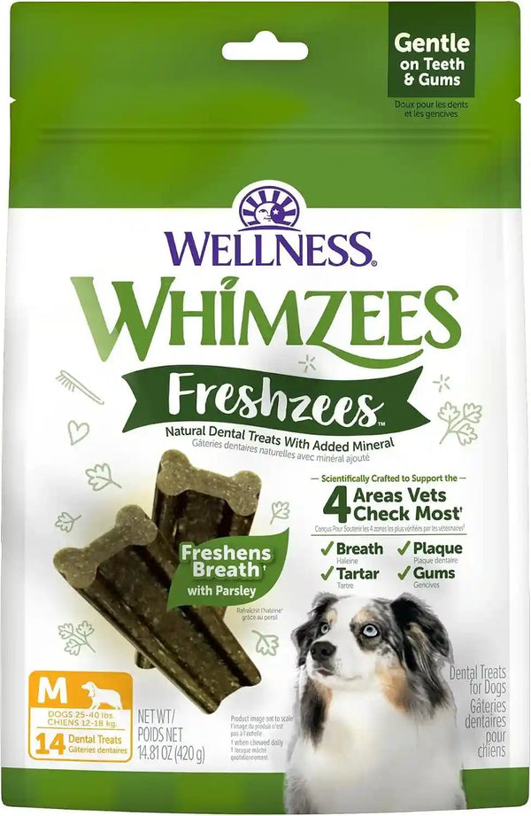 Whimzees Wellness Brushzees Natural Dog Dental Treat, VOHC Accepted Chews, Freshens Breath, Extra-Small Size, 12.7 Oz Bag, 48 Count20