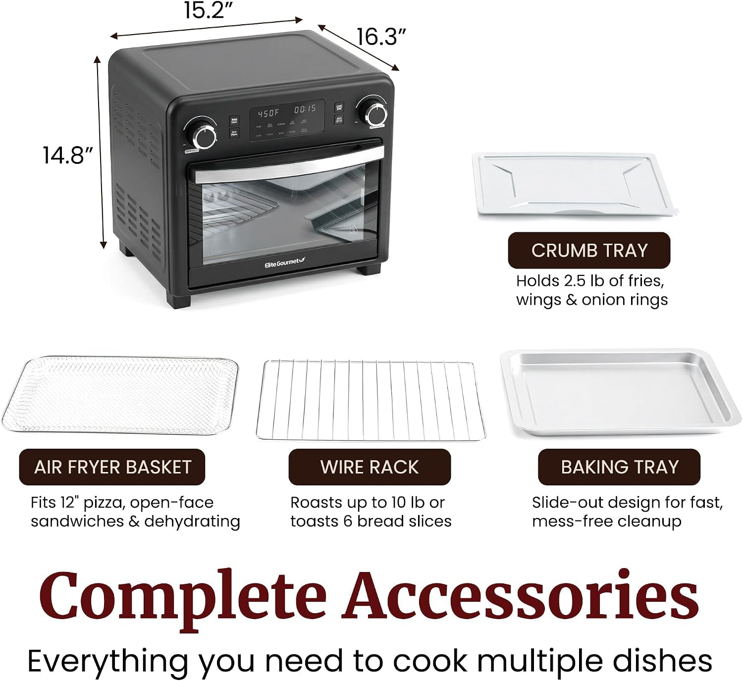 23l-air-fryer-toaster-oven-10-in-1-convection-black-eaf9320-dual-fan-speeds-1600w-10-presets-and-oven-light