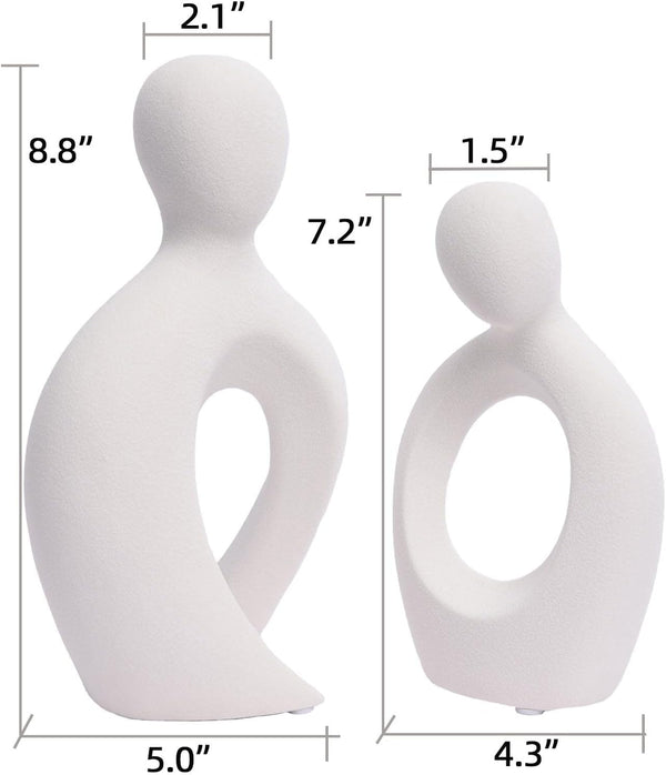 Ceramic Couple Statues for Home Decor, Abstract Lover Sculpture Shelf Decor | Office Decor, Home Decorations for Living Room, Bedroom, Gifts for Anniversary Valentine'S Day Birthday (White)3