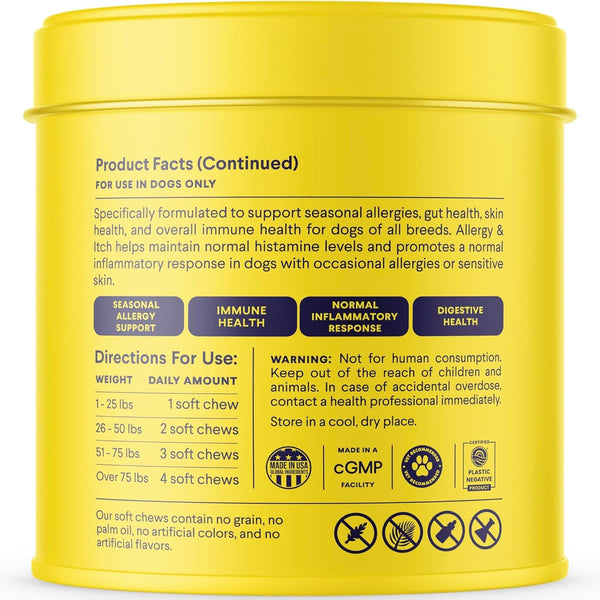 Finn Allergy & Itch Soft Chews for Dogs - Colostrum & Bee Propolis - 90 Ct | Quercetin & Probiotics - NASC Certified - Vet-Formulated - Seasonal & Environmental Allergy Relief6