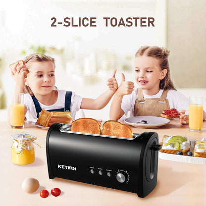 Long Slot Toaster 2 Slice,Cancel Reheat Defrost Functions,Removable Crumb Tray,6 Browning Settings,Extra Wide Long Slots,Stainless Steel,Black2