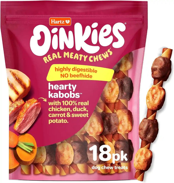 Oinkies Hearty Kabobs Rawhide‑Free Dog Treats, 18 Count1
