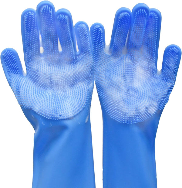 Silicone Pet Grooming Gloves Dog Washing Gloves for Bathing Massaging | 3,000 Soft Bristles, Non-Slip & Extended Sleeves, Heat Resistant & Dishwasher Safe, for Cats and Dogs, Home/Car Cleaning1