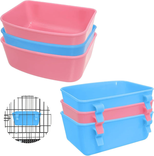 6 Pack Feeder (Blue, Pink), Hanging Feeder,Food and Water Container, Bath Water Bowl Universal for Birds Hamsters Mice Rats Rabbit Guinea Pig Small Pets (S) (S)1