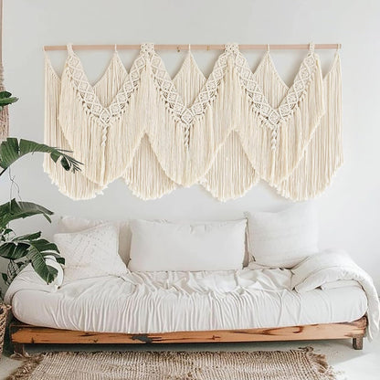 Macrame Wall Hanging Wedding Hanger Tassel Knotting Boho Decor 47"W*25"L | Cotton Rope, Bedroom Wall Art, Dorm Room Accent, Apartment Decor, Home Interior, Wedding Backdrop, Housewarming Gift3