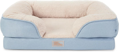 Town & Country Everyday Cuddletown Comfy Solid Bolster Sofa Pet Bed, Supportive & Calming Egg Crate Foam, Non-Slip Bottom, Machine Washable Cover, Grey, Medium 28"X23"X8"15