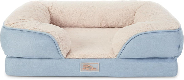 Town & Country Everyday Cuddletown Comfy Solid Bolster Sofa Pet Bed, Supportive & Calming Egg Crate Foam, Non-Slip Bottom, Machine Washable Cover, Grey, Medium 28"X23"X8"15