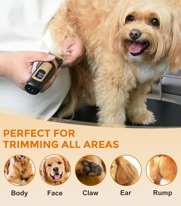 Petsaunter Dog Clippers for Grooming, 4-Speed & LCD, Low Noise Electric Trimmer for Grooming, Typec Rechargeable Dog Hair Clippers, Super Quiet for Dogs & Pets with Thick or Heavy Coats(C95)5