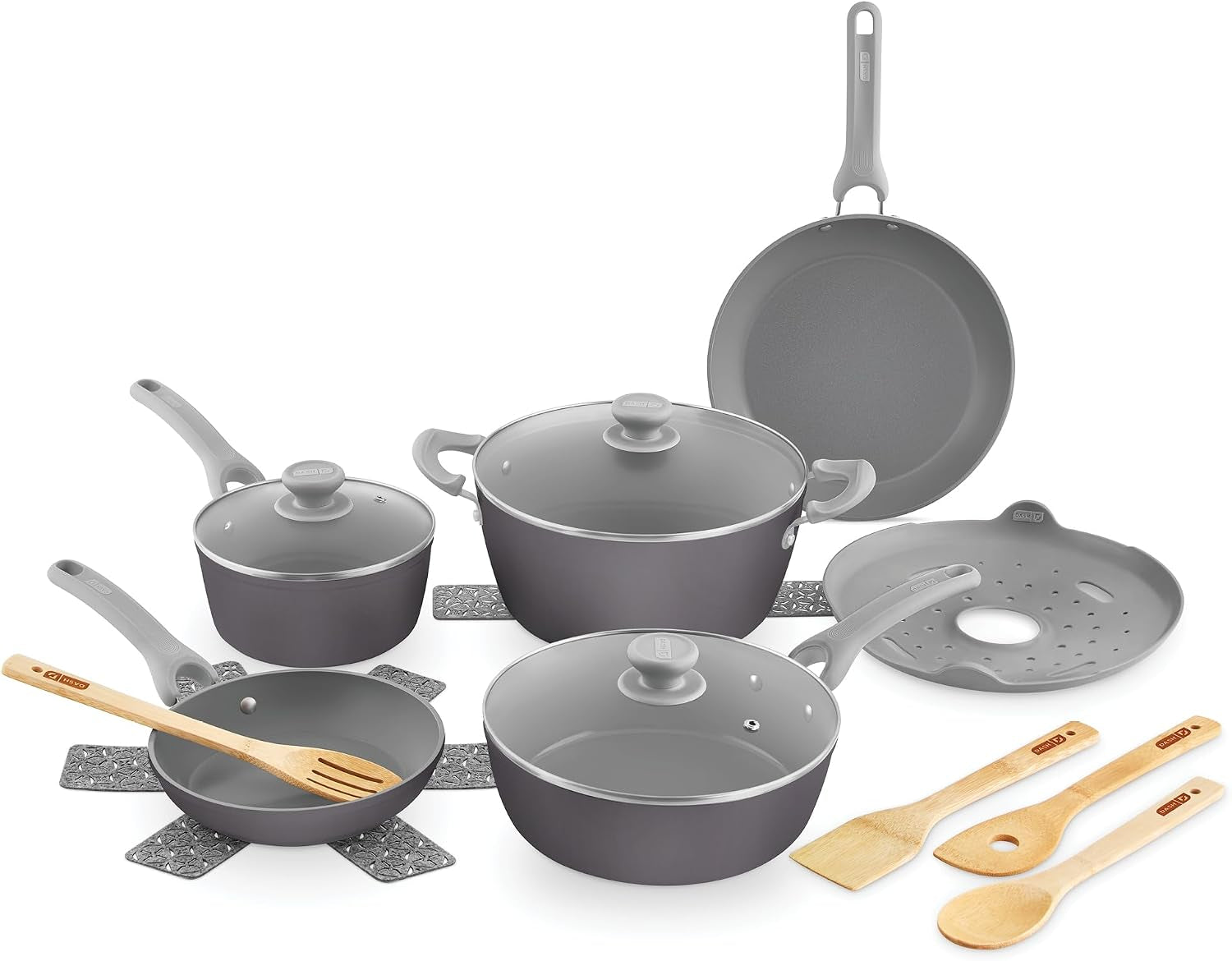 dream-green-recycled-aluminum-cookware-set-ceramic-coated-nonstick-and-induction-compatible-lightweight-kitchen-essentials-with-silicone-handles-slate-gray-15-piece-set