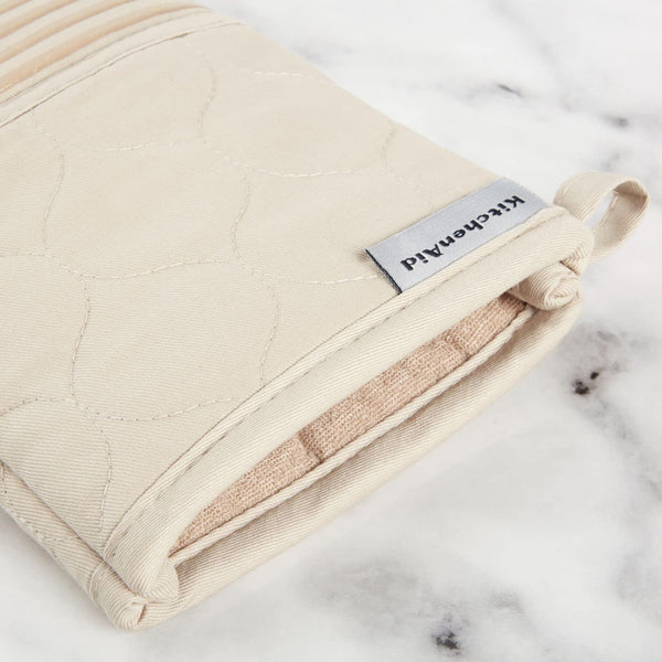 Quilted Cotton Terry Cloth Oven Mitt, Pot Holder, Kitchen Towel 4-Pack Set, Heat Resistant, Silicone Grip, 16"X26", 7"X13" & 7"X10", Milkshake Tan7