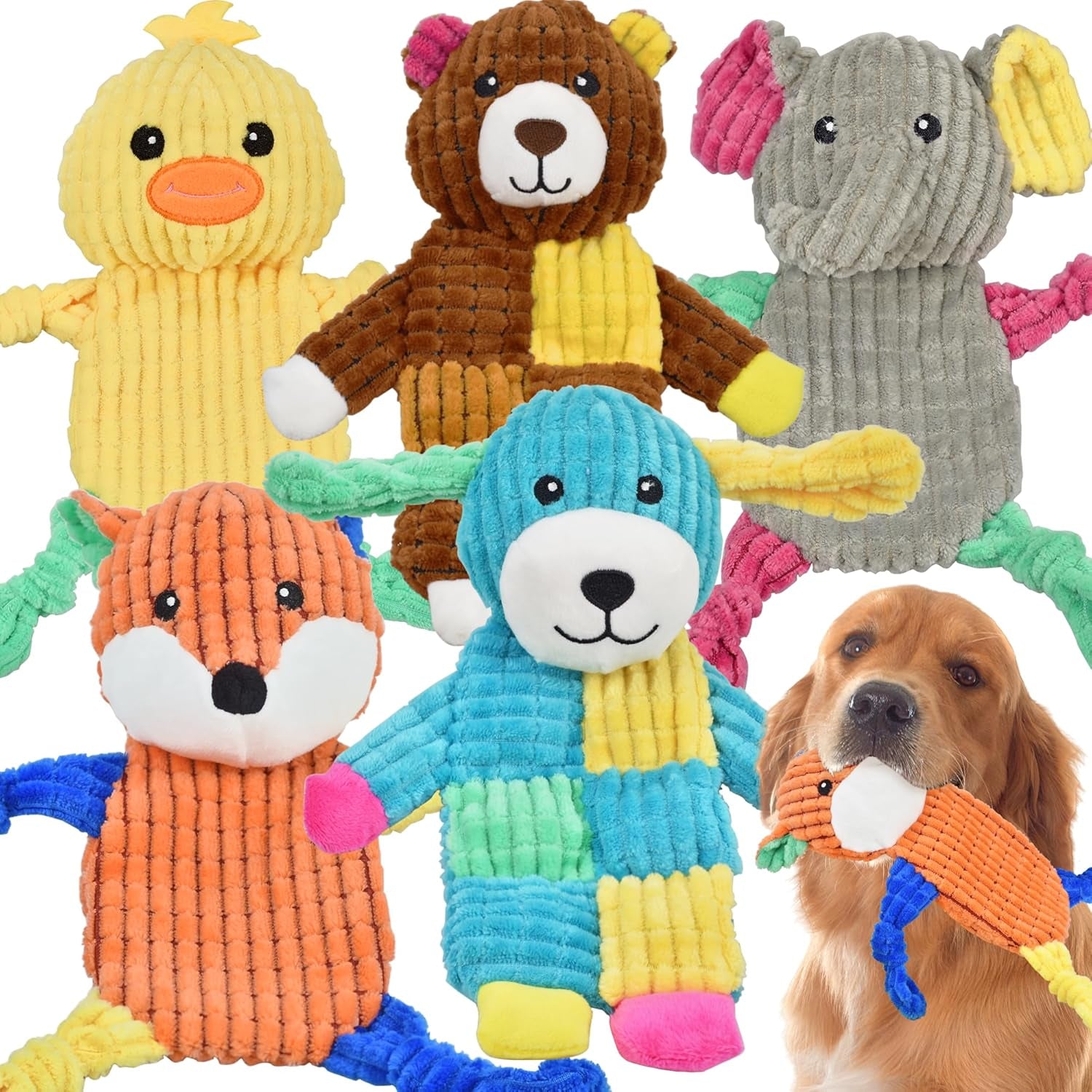 lechong-5pcs-squeaky-dog-toys-large-crinkle-dog-toys-for-large-medium-and-small-dogs-puppy-toys-to-keep-them-busy-great-value-dog-toy-bundle