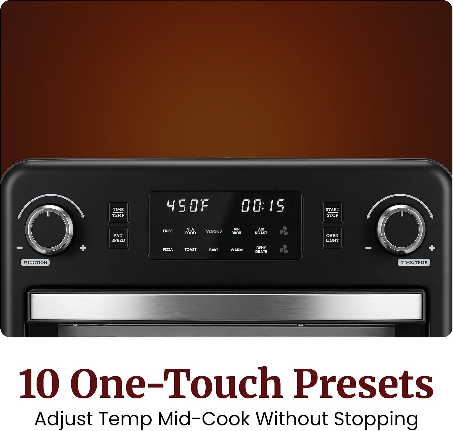 23l-air-fryer-toaster-oven-10-in-1-convection-black-eaf9320-dual-fan-speeds-1600w-10-presets-and-oven-light