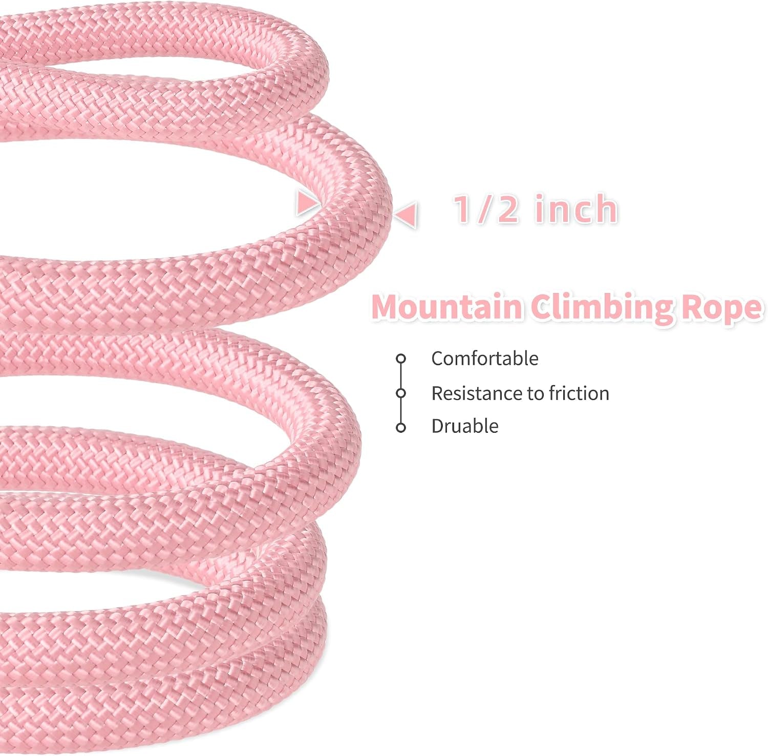 mile-high-life-dog-leash-6ft-x-1-2in-pink-with-padded-handle-heavy-duty-nylon-rope-leash-with-soft-handle-steel-tips-comfortable-grip-for-daily-walks-with-small-to-large-dogs