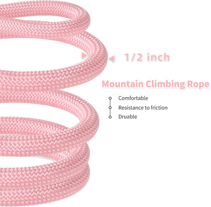Mile High Life Dog Leash, 6FT X 1/2IN Pink, with Padded Handle | Heavy-Duty Nylon Rope Leash with Soft Handle & Steel Tips. Comfortable Grip for Daily Walks with Small to Large Dogs.4
