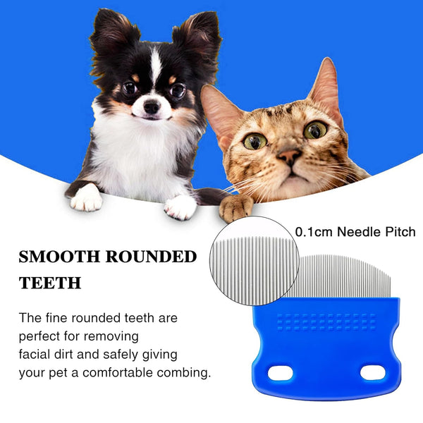 2 Pack Professional Eye Comb for Pets,Stainless Steel Tear Stain Remover,Flea Lice Comb,For Cats & Dogs,Gentle Round-Head Grooming Tool,Precisely Removes Stains, Dirt and Debris from the Eye Area2