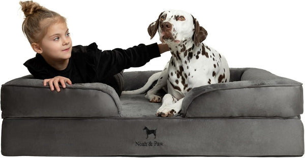 NOAH & PAW Large Dog Bed, 35X25X11 Inch, Orthopedic Dog Beds, Eggshell Memory Foam Infused with Cooling Gel, Inner Cover, Water Resistant, Machine Washable (Faux Leather)31