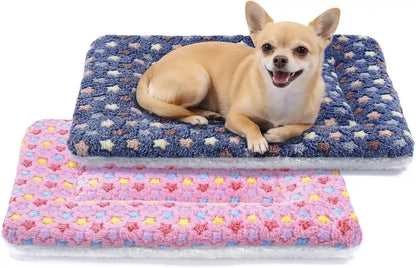 Mora Pets Dog Crate Pad - Ultra Soft Pet Bed with Cute Star Print, Washable Mat for Large Medium Small Dogs, Reversible Fleece Kennel Liner, Cat Bed 23 X 18 Inch Brown33