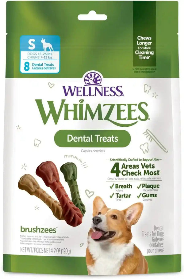 Whimzees Wellness Brushzees Natural Dog Dental Treat, VOHC Accepted Chews, Freshens Breath, Extra-Small Size, 12.7 Oz Bag, 48 Count13
