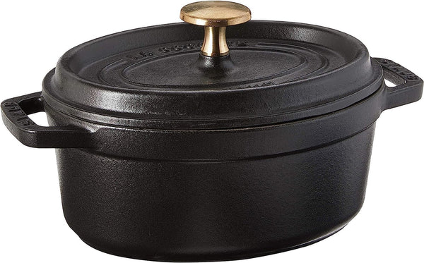Staub Cast Iron 1-Qt Oval Cocotte - Matte Black, Made in France1