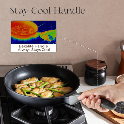 Pots and Pans Set Nonstick, 21Pcs Induction Compatible, Stay Cool Handle, Fully Coated, 100% Dishwasher Safe, PFOA Free Omelet Pans, Warp Resistant (Black Sesame)5