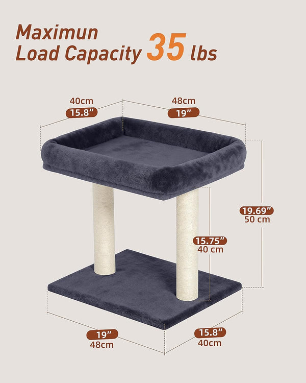 19" Small Cat Tree with Scratching Post for Indoor Cats with Perch | Dark Gray, Removable 19"×15.8" Perch Bed, Dual Natural Sisal Scratcher,Small Cat Tower,Space-Saving5