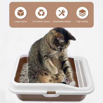 Milisten Cat Litter Box with Scoop Splash-Proof Kitten Litter Pan Medium Square Plastic Cat Toilet and Pet Housebreaking3