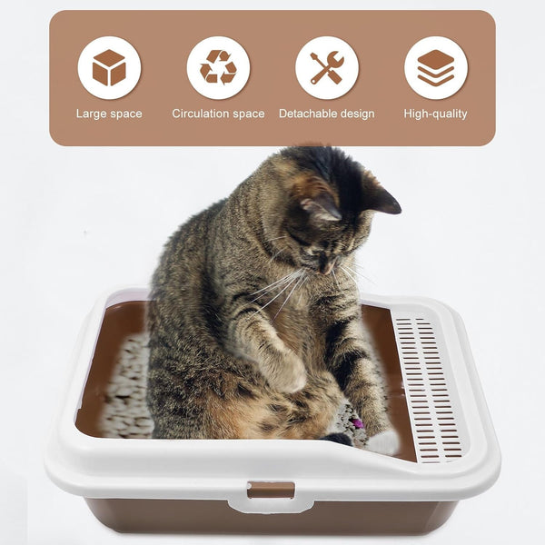 Milisten Cat Litter Box with Scoop Splash-Proof Kitten Litter Pan Medium Square Plastic Cat Toilet and Pet Housebreaking3