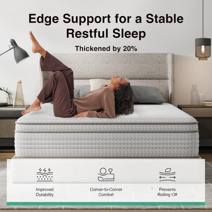 12 Inch King Size Mattress, Hypoallergenic & Back Pain Relief, Hybrid King Mattresses in a Box with Smarts Coils, Fiberglass Free Certipur-Us Certified Colchones No Box Spring Needed5
