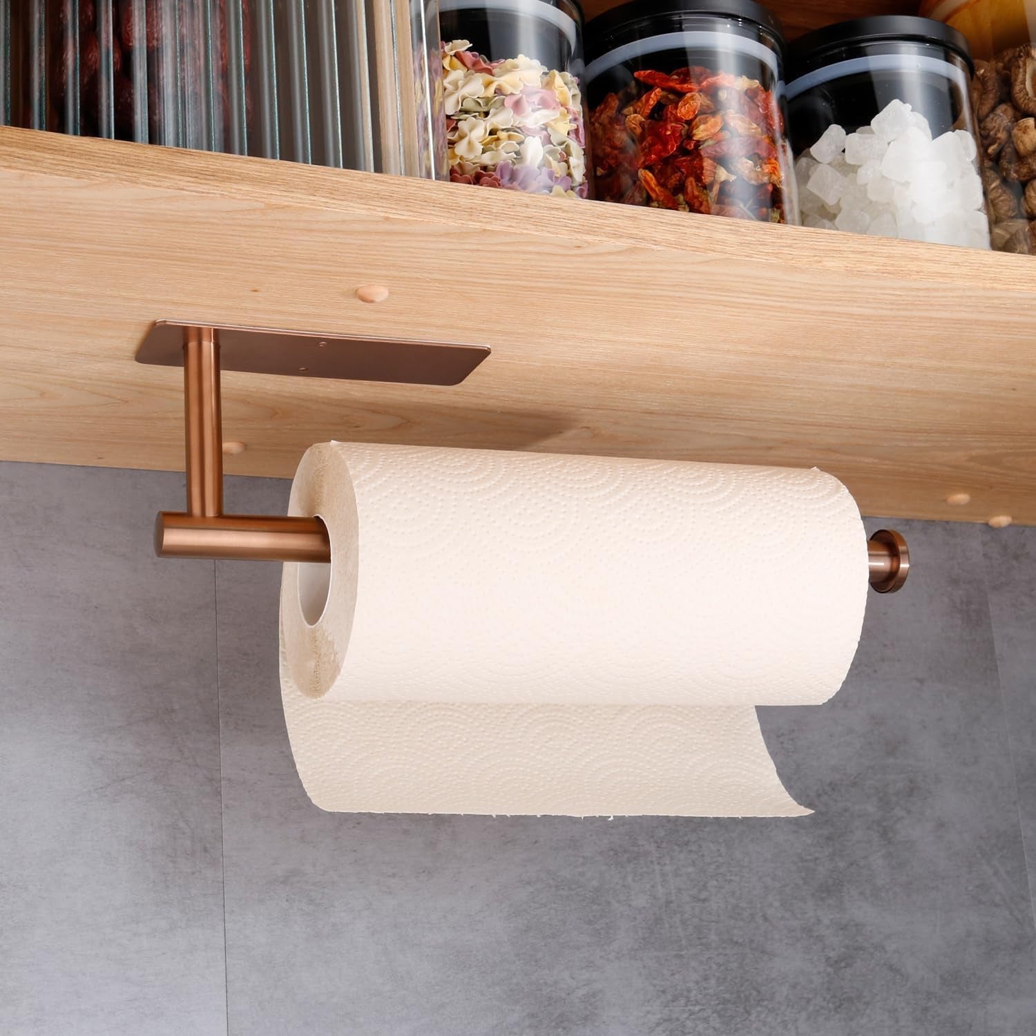 paper-towel-holder-self-adhesive-paper-towel-holder-wall-mount-for-kitchen-rack-adhesive-paper-towel-roll-rack-for-bathroom-towel-kitchen-stainless-steel-rose-gold