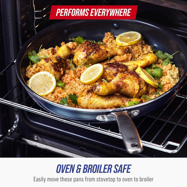 12 Piece Nonstick Cookware Set, Diamond Ceramic Pots & Pans, Dishwasher & Metal Utensil Safe, Non Toxic Pfas-Free, Kitchen Cooking Sauce & Saute Pans, Oven & Broiler to 600F, Blue6