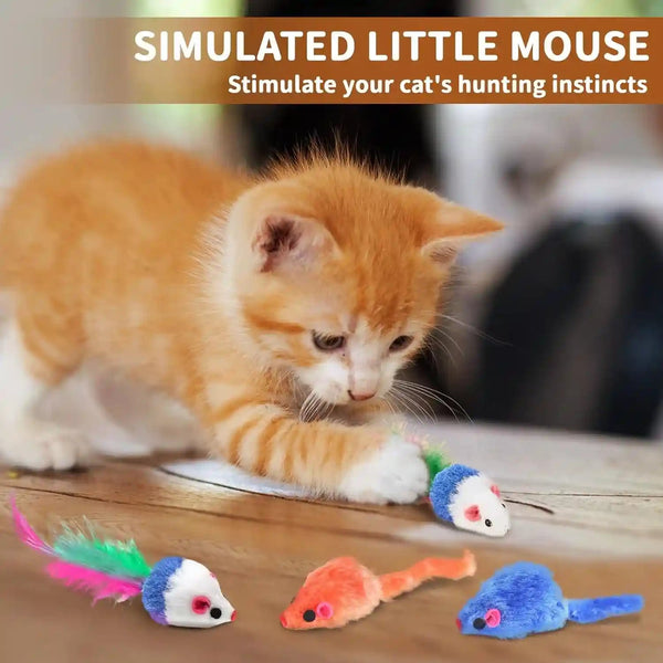 Icagy 25 Pcs Cat Toys for Cats, Indoor Kittens - Interactive Variety Pack, 45 Inches Rainbow Cat Tunnel, Feather Teaser, Feather Golf, Mice, Springs, Balls, Noise Toys - Rainbow/Colorful 45"4