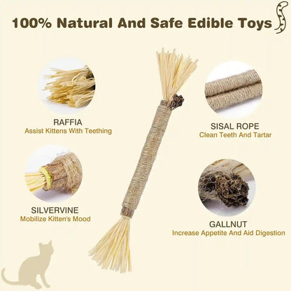 4 Pack Silvervine Sticks for Cats - Cat Chew Toy for Teeth Cleaning, Edible Matatabi Kitty Chew Sticks, Catnip Cat Toys for Indoor Cats (4 Sticks)2