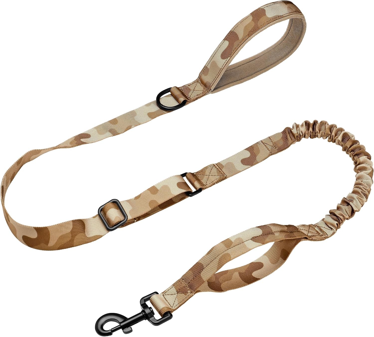forestpaw-tactical-dog-leash-for-large-dogs-khaki-4-5ft-heavy-duty-bungee-shock-absorption-2-padded-handles-for-training-running-walking
