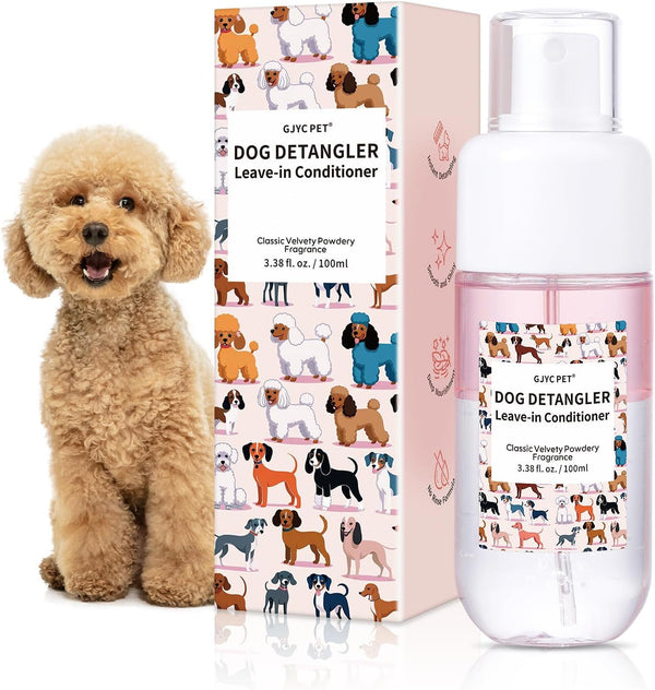 Dog Detangler & Dematting Spray - Leave-In Conditioner, Classic Powdery Scent | Infused with Coconut Oil, Jojoba Oil, and Squalane for Easy, Tangle-Free Grooming - 3.38 Fl. Oz1