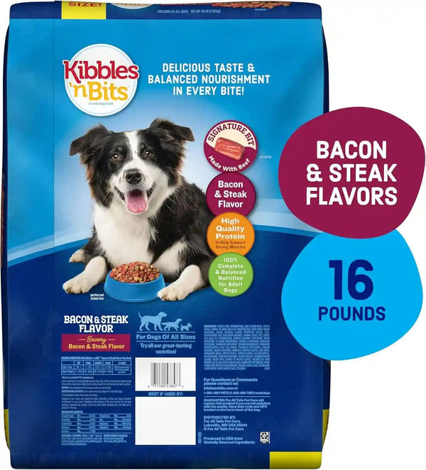 Kibbles 'N Bits Dry Dog Food, Savory Bacon & Steak Flavor for Adult Dogs 16 Lb. Bag2
