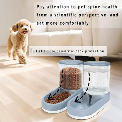MOLOPARTY Automatic Dog Cat Feeder and Water Dispenser Gravity Food Feeder and Waterer Set with Pet Food Bowl for Small Medium Dog Puppy Kitten, Large Capacity 1 (Pet Feeder and Waterer Set)3