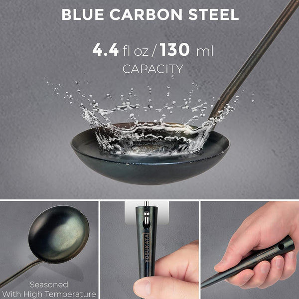Carbon Steel Wok Pan 13,5“ + Blue Carbon Steel 17-Inch Wok Spatula, Ladle, 3 Pairs of Chopsticks - Set of 2 Heat-Resistant Wok Tools + Premium Wok Cover 13,5 Inch Pan Lid9