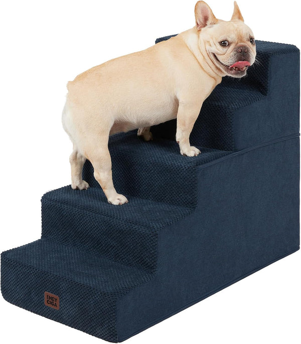 EHEYCIGA Dog Stairs for Bed 18" H, Dog 4-Steps for High Bed, Olive Green | Pet Steps for Small Dogs and Cats, Non-Slip Balanced Pet Ramp Indoor20