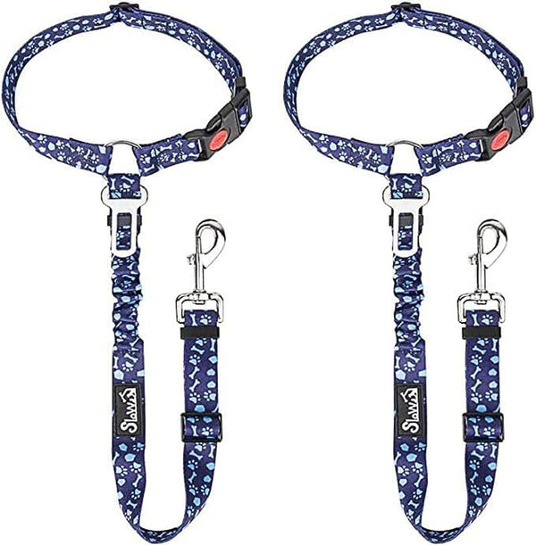 Slowton Dog Seat Belt for Car, 2 Pack Dog Car Harness Seatbelt Adjustable with Elastic Bungee Buffer, 2 in 1 Pet Car Leash Headrest Restraint Dog Reflective Safety Tether (Black, Headrest+Clip)8