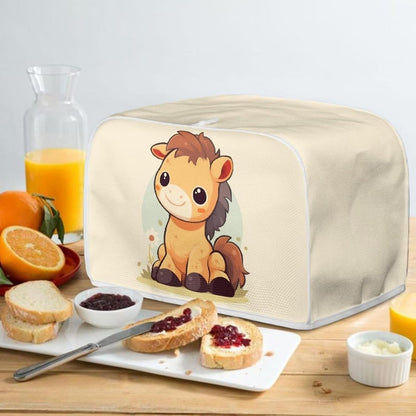 Cartoon Horse 2, 4 Slice Slot Toaster Cover, Cute Horses Bread Toaster Oven, Funny Zoo Animal with Woolen Ball Kitchen Appliance Cover Dustproof for Standard Size -L7
