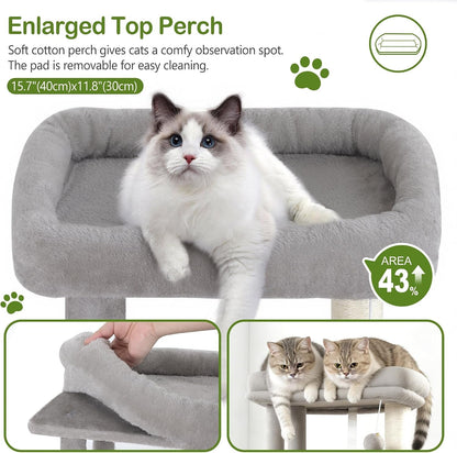 Small Cat Tree Tower for Indoor Cats, 40 in Medium Cat Bed Scratching Posts | Multi Level Compact Kitty Kitten Houses Climbing Trees Stands with 2 Condos Sisal Post Perch Platform Hammock Plush Toy Balls3